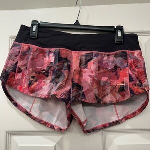 lululemon athletica Pink and Black Soeed Up Short Athletic Shorts